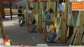 Sims 4:Easel X Painting Frame X Temptation Jeans X Clothed Sex X 6P
