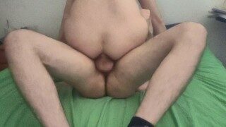 Splashy riding – he sits with his ass full